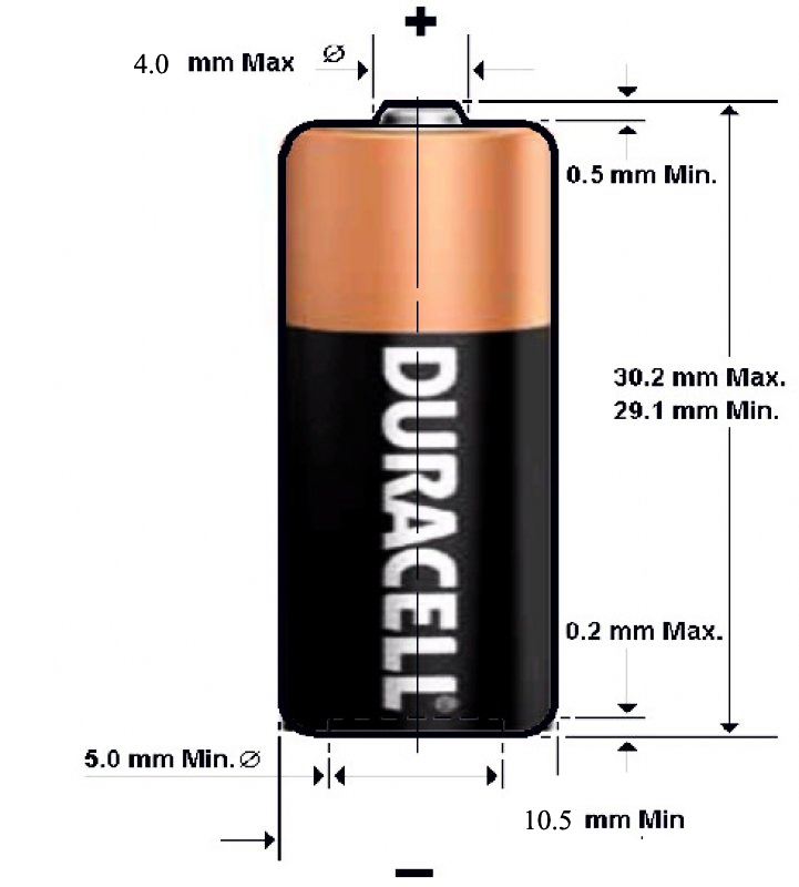 Размеры батарейки